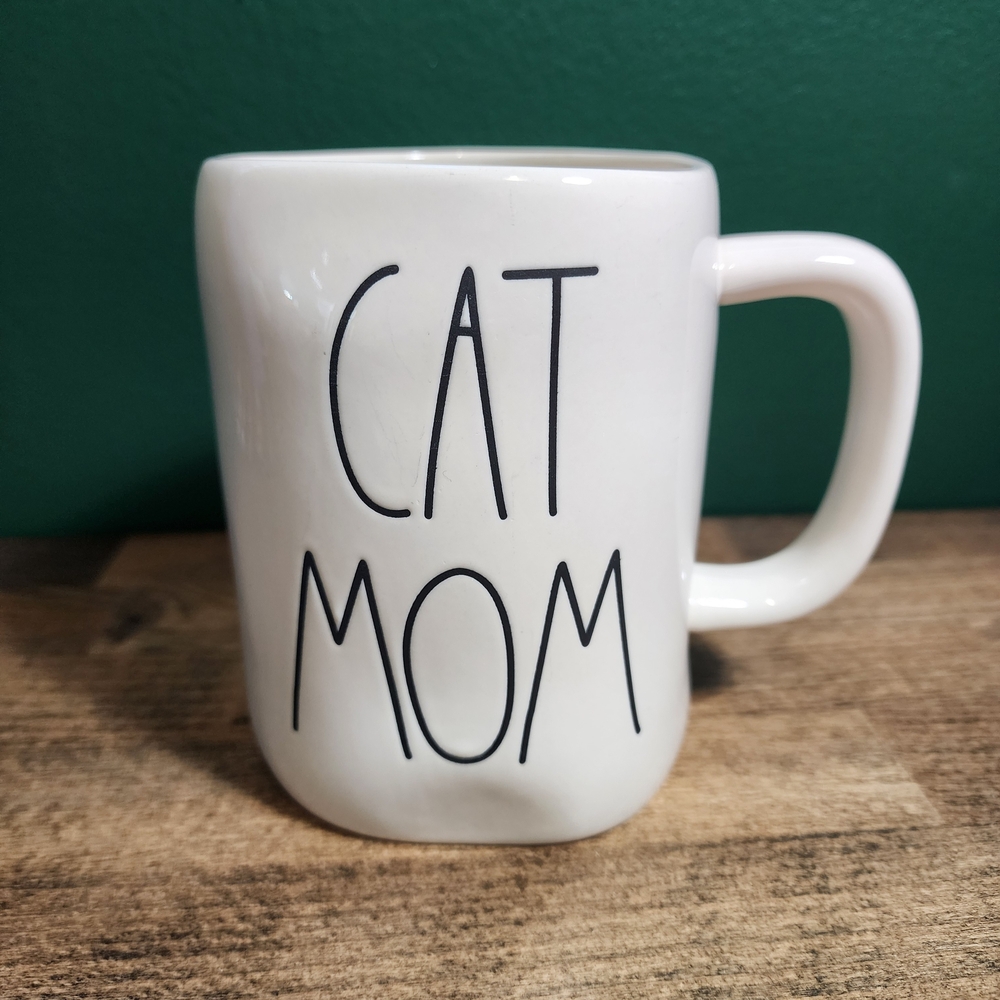 Rae Dunn White 'Cat Mom' Mug